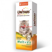 UNITABS Malt+Vit паста для вывода шерсти для кошек, 120 мл