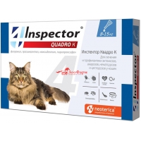 Инспектор Квадро К Капли для кошек 8-15 кг, 1 пипетка