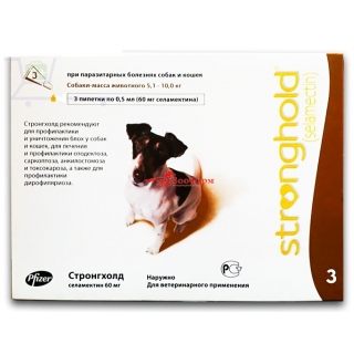 Стронгхолд 60 мг капли для собак 5-10 кг, 1 пипетка