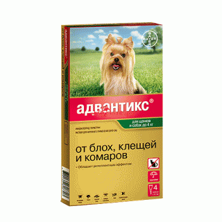 Капли АДВАНТИКС для собак до 4 кг, 1 пипетка